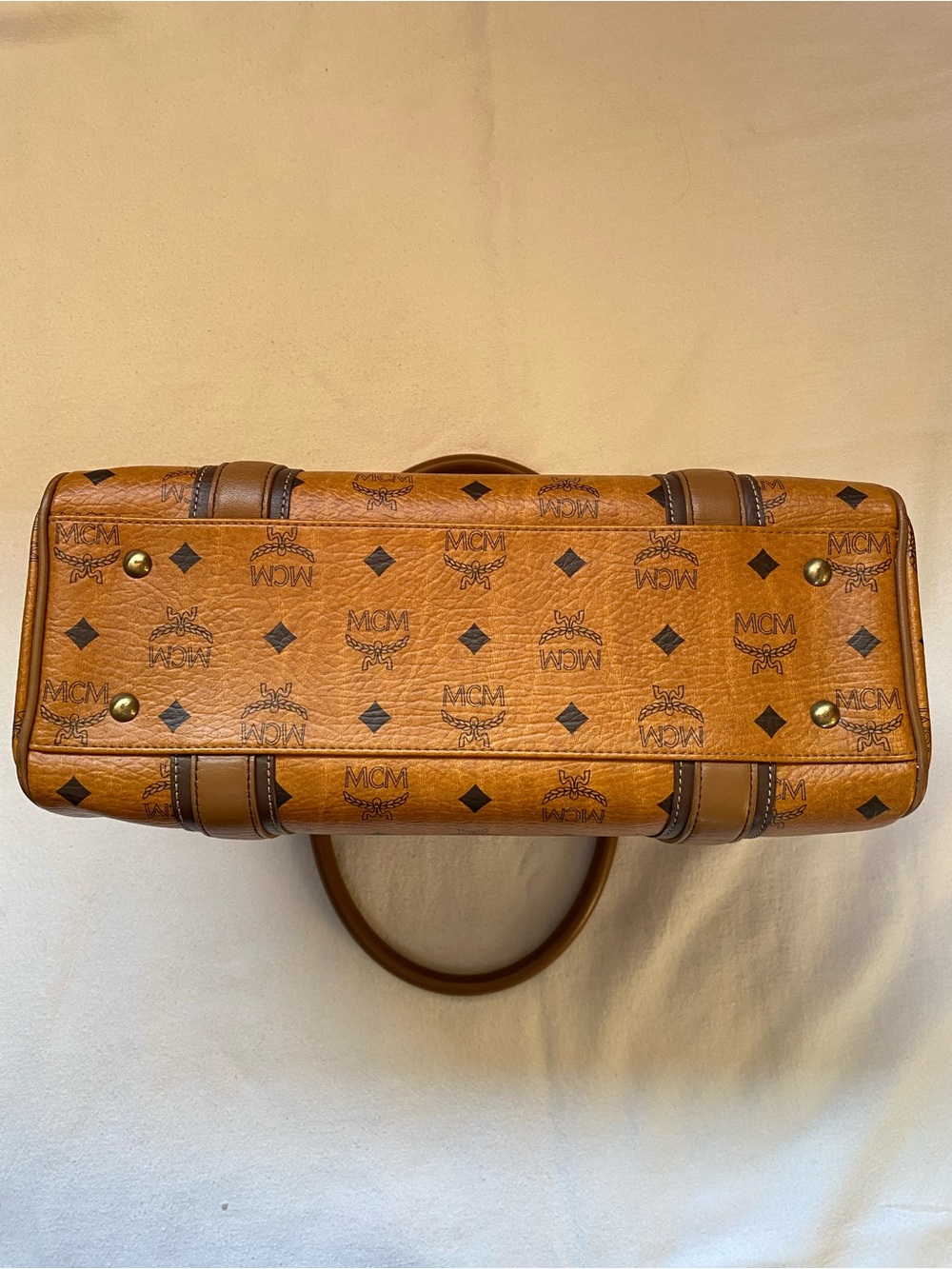 MCM Cognac and Brown Visetos Dome Satchel - Picture 4 of 7